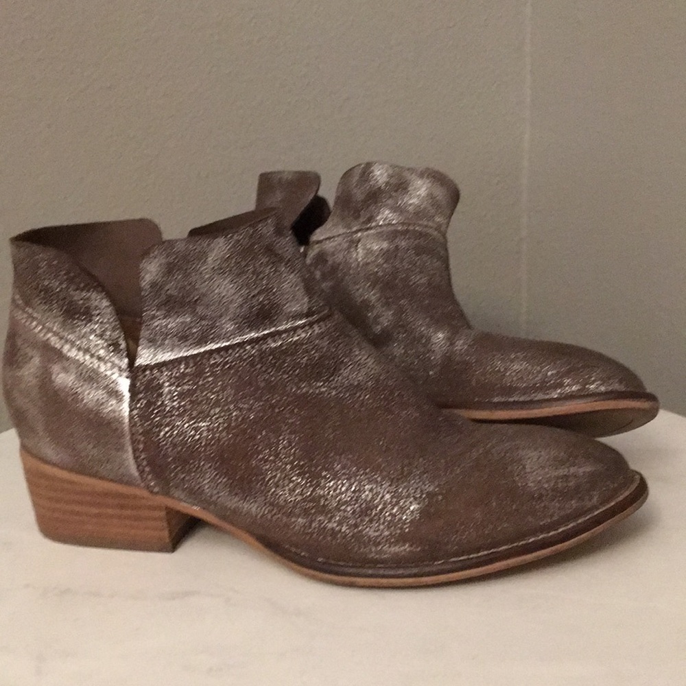 Distressed Metallic Booties